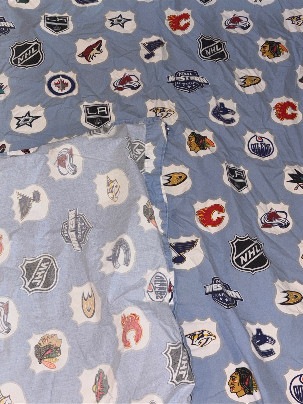 Pottery Barn Teen NHL Hockey Western Conference Logo Blue full flat sheet